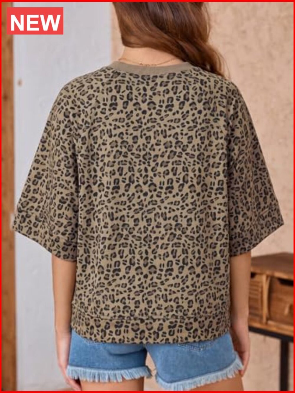 Oversized Half Sleeve Crew Neck Boxy Tee Tunic Top - Picture 5 of 7